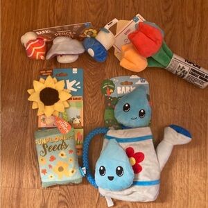 Barkbox Blue Dog Toys Watering Can and Flower Plush Set
